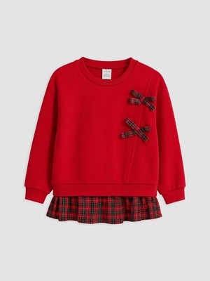 Lc Waikiki Yeni Sezon Kırmızı Fiyonklu Kız Çocuk Sweatshirt