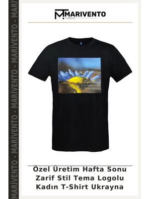 Özel Üretim Hafta Sonu Zarif Stil Tema Logolu Kadın T-Shirt Ukrayna