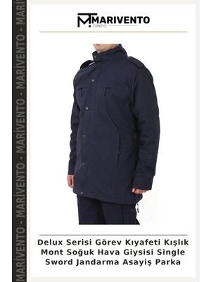 Delux Serisi Görev Kıyafeti Kışlık Mont Soğuk Hava Giysisi Single Sword Jandarma Asayiş Parka