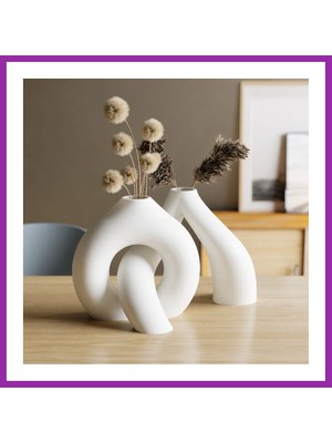 Bezos 3D Baskı Interlocking Vazo - Iç Içe Geçen Dekoratif Vazo-Beyaz BEZ10