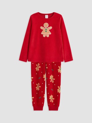Lc Waikiki Yeni Sezon Kırmızı Yılbaşı Temalı Kız Çocuk Kadife Pijama Takımı