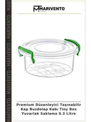 Premium Düzenleyici Taşınabilir Kap Buzdolap Kabı Tiny Box Yuvarlak Saklama 0.3 Litre