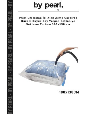 Premium Dolap Içi Alan Açma Gardırop Düzeni Büyük Boy Yorgan Battaniye Saklama Torbası 100X130 cm