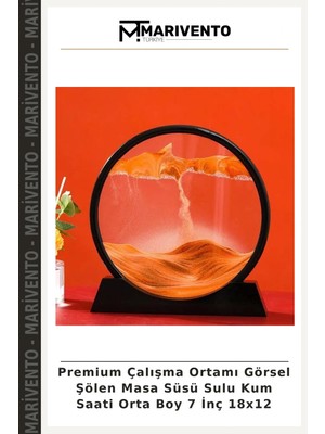 Premium Çalışma Ortamı Görsel Şölen Masa Süsü Sulu Kum Saati Orta Boy 7 Inç 18X12