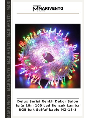 Delux Serisi Renkli Dekor Salon Işığı 10M 100 LED Boncuk Lamba Rgb Işık Şeffaf Kablo Mz-18-1