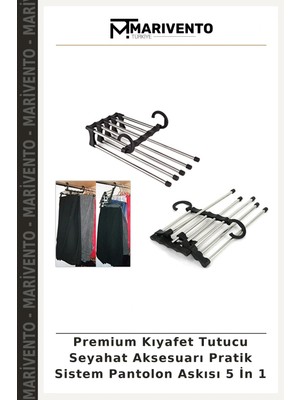 Premium Kıyafet Tutucu Seyahat Aksesuarı Pratik Sistem Pantolon Askısı 5 In 1