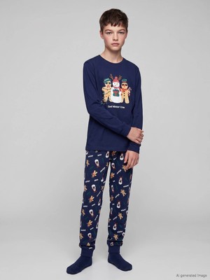 Lc Waikiki Yeni Sezon Lacivert Yılbaşı Temalı Erkek Çocuk Pijama Takım