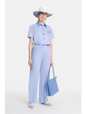 Vakko Light Blue Straight-Cut Trousers