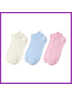 Salmore Kadın Bambu Dikişsiz Patik Çorap 3'lü Paket - Yumuşak, Nefes Alan, Nem Emici Kısa Konç Günlük Çorap - Krem, Mavi, Pembe · Beden: 36-40 · Renk: Çok Renkli 3 Lü Bty
