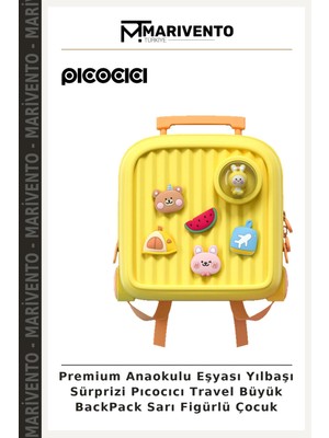 Premium Anaokulu Eşyası Yılbaşı Sürprizi Pıcocıcı Travel Büyük Backpack Sarı Figürlü Çocuk