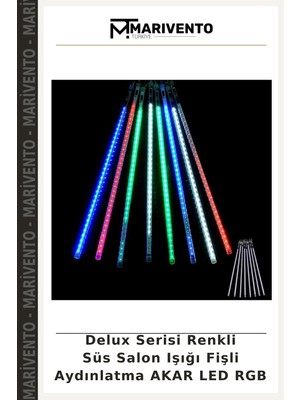 Delux Serisi Renkli Süs Salon Işığı Fişli Aydınlatma Akar LED Rgb