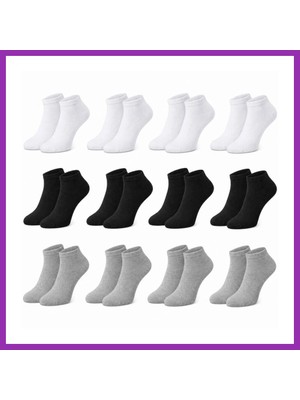 Salmore Erkek Bambu Patik Çorap 12'li Paket, Siyah Beyaz Gri, Nefes Alan Nem Emici Yumuşak Günlük Spor Bilek Çorabı · Beden: 39-44 · Renk: Çok Renkli 12 Li Bty