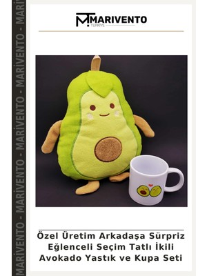 Özel Üretim Arkadaşa Sürpriz Eğlenceli Seçim Tatlı Ikili Avokado Yastık ve Kupa Seti