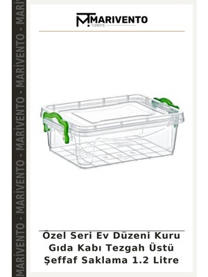 Özel Seri Ev Düzeni Kuru Gıda Kabı Tezgah Üstü Şeffaf Saklama 1.2 Litre