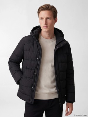 Lc Waikiki Yeni Sezon Siyah Regular Fit Dik Yaka Erkek Şişme Mont