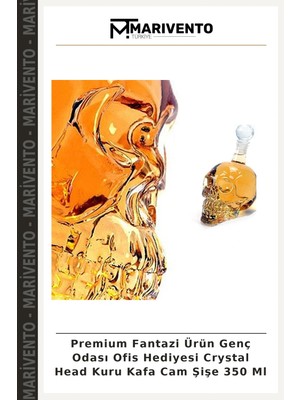 Premium Fantazi Ürün Genç Odası Ofis Hediyesi Crystal Head Kuru Kafa Cam Şişe 350 ml