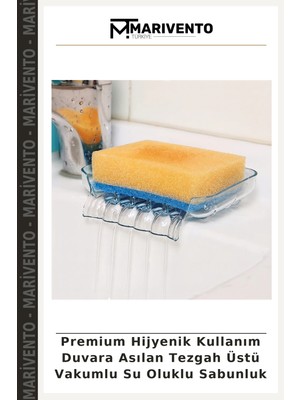 Premium Hijyenik Kullanım Duvara Asılan Tezgah Üstü Vakumlu Su Oluklu Sabunluk