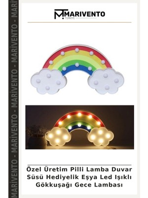 Özel Üretim Pilli Lamba Duvar Süsü Hediyelik Eşya LED Işıklı Gökkuşağı Gece Lambası
