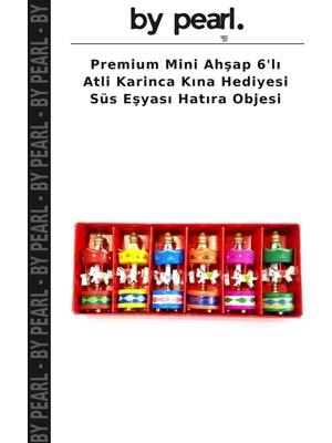 Premium Mini Ahşap 6'lı Atli Karinca Kına Hediyesi Süs Eşyası Hatıra Objesi
