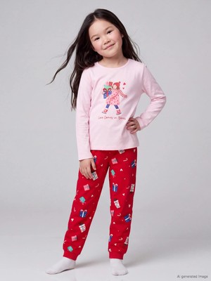 Lc Waikiki Yeni Sezon Pembe Yılbaşı Temalı Kız Çocuk Pijama Takım