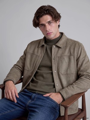 Lc Waikiki Yeni Sezon Yeşil Regular Fit Süet Erkek Mont