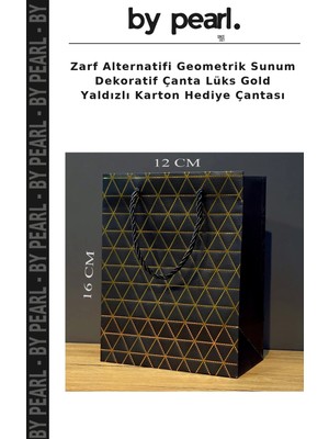 Zarf Alternatifi Geometrik Sunum Dekoratif Çanta Lüks Gold Yaldızlı Karton Hediye Çantası