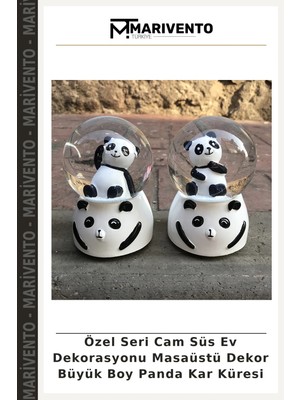 Özel Seri Cam Süs Ev Dekorasyonu Masaüstü Dekor Büyük Boy Panda Kar Küresi