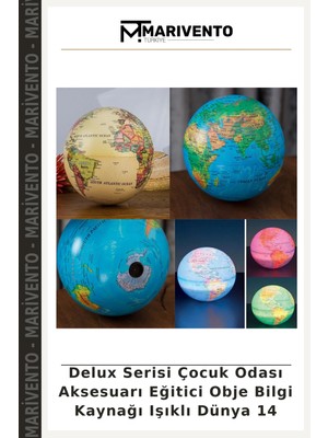 Delux Serisi Çocuk Odası Aksesuarı Eğitici Obje Bilgi Kaynağı Işıklı Dünya 14