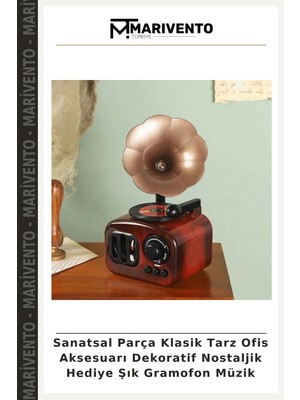 Sanatsal Parça Klasik Tarz Ofis Aksesuarı Dekoratif Nostaljik Hediye Şık Gramofon Müzik