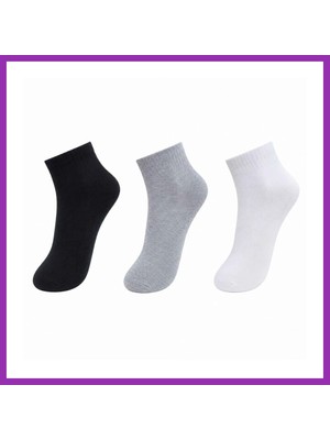 Salmore Erkek Kısa Konç Çorap 3'lü Paket, %80 Pamuklu, Dikişsiz Burun, Nefes Alan Yumuşak Bilek Çorabı, Siyah Gri Beyaz · Beden: 36-40 · Renk: Çok Renkli 3 Lü Bty