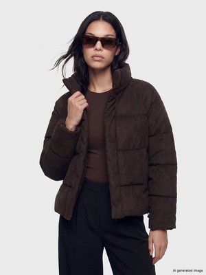 Lc Waikiki Yeni Sezon Kahverengi Oversize Kadın Şişme Mont