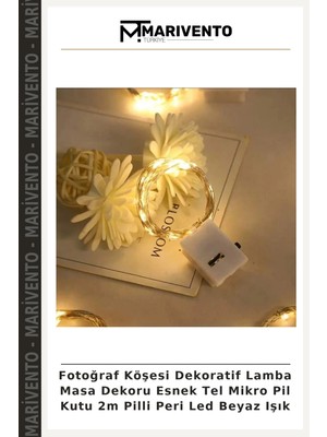 Fotoğraf Köşesi Dekoratif Lamba Masa Dekoru Esnek Tel Mikro Pil Kutu 2m Pilli Peri LED Beyaz Işık