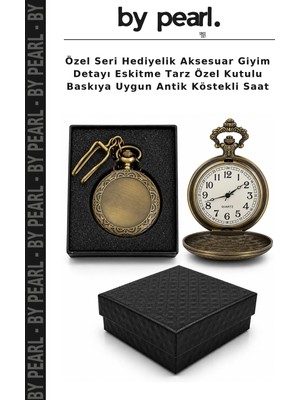 Özel Seri Hediyelik Aksesuar Giyim Detayı Eskitme Tarz Özel Kutulu Baskıya Uygun Antik Köstekli Saat