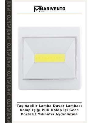 Taşınabilir Lamba Duvar Lambası Kamp Işığı Pilli Dolap Içi Gece Portatif Mıknatıs Aydınlatma