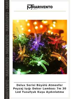 Delux Serisi Büyülü Atmosfer Peyzaj Işığı Dekor Lambası 7m 30 LED Yusufçuk Kuşu Aydınlatma