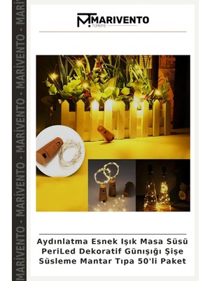 Aydınlatma Esnek Işık Masa Süsü Periled Dekoratif Günışığı Şişe Süsleme Mantar Tıpa 50'li Paket