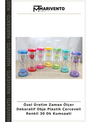 Özel Üretim Zaman Ölçer Dekoratif Obje Plastik Çerceveli Renkli 30 Dk Kumsaati