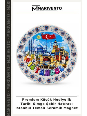 Premium Küçük Hediyelik Tarihi Simge Şehir Hatırası Istanbul Temalı Seramik Magnet