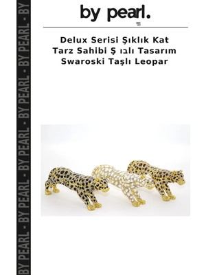 Delux Serisi Şıklık Kat Tarz Sahibi Ş ובlı Tasarım Swaroski Taşlı Leopar
