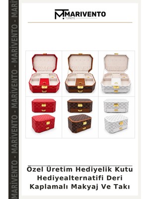 Özel Üretim Hediyelik Kutu Hediyealternatifi Deri Kaplamalı Makyaj ve Takı