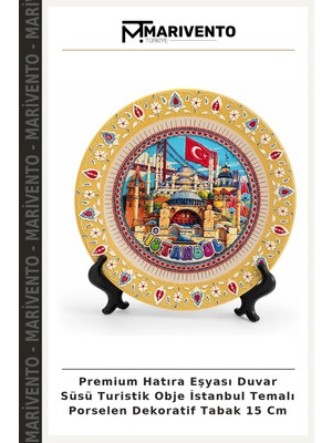 Premium Hatıra Eşyası Duvar Süsü Turistik Obje Istanbul Temalı Porselen Dekoratif Tabak 15 cm