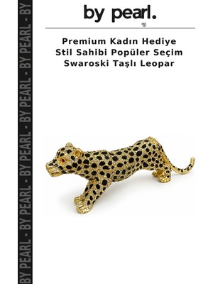 Premium Kadın Hediye Stil Sahibi Popüler Seçim Swaroski Taşlı Leopar