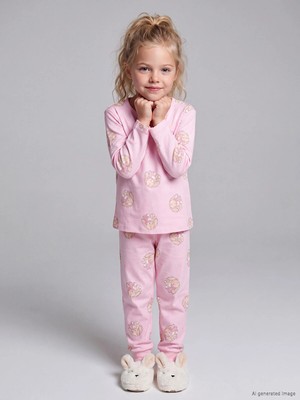 Lc Waikiki Yeni Sezon Pembe Kız Çocuk Uzun Kollu Pijama Seti