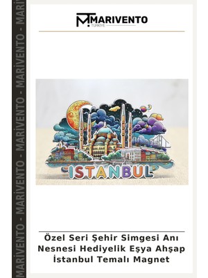 Özel Seri Şehir Simgesi Anı Nesnesi Hediyelik Eşya Ahşap Istanbul Temalı Magnet