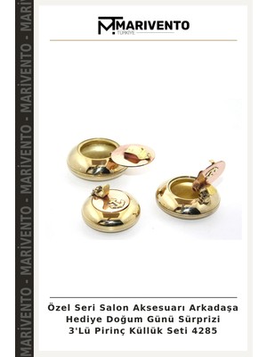 Özel Seri Salon Aksesuarı Arkadaşa Hediye Doğum Günü Sürprizi 3'lü Pirinç Küllük Seti 4285