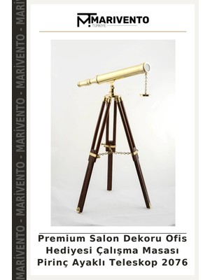 Premium Salon Dekoru Ofis Hediyesi Çalışma Masası Pirinç Ayaklı Teleskop 2076