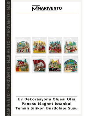 Ev Dekorasyonu Objesi Ofis Panosu Magnet Istanbul Temalı Silikon Buzdolapı Süsü