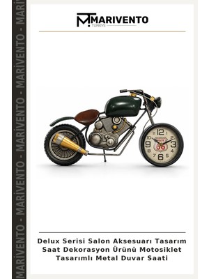 Delux Serisi Salon Aksesuarı Tasarım Saat Dekorasyon Ürünü Motosiklet Tasarımlı Metal Duvar Saati