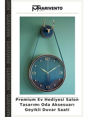 Premium Ev Hediyesi Salon Tasarımı Oda Aksesuarı Geyikli Duvar Saati
