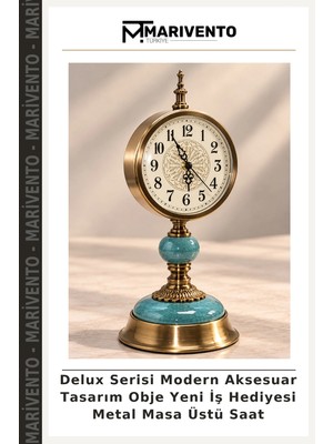 Delux Serisi Modern Aksesuar Tasarım Obje Yeni Iş Hediyesi Metal Masa Üstü Saat